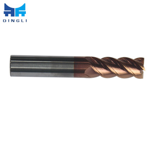 Fresa de carburo de tungsteno HRC55 de 150 mm de longitud, 4 filos, con revestimiento de bronce TiAlN para trabajar metales - Product Image 3