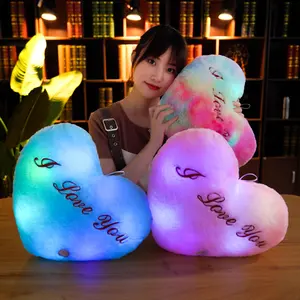 CPC NEW Valentines Day Gift I Love You Heart Shape Luminous Pillow Creative Glowing Toy LED Light Plush Toy