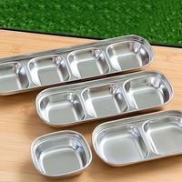 Plat carré coréen personnalisé en acier inoxydable écologique pour trempette, barbecue, fondue, viande, fête, usage domestique, design minimaliste, 100 pièces
