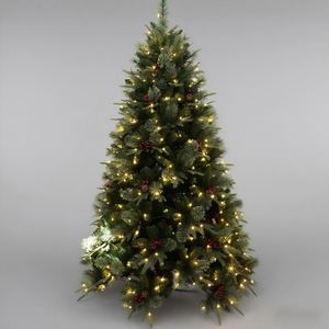 Árbol de Navidad Premium de 2.1m de PE - Follaje Denso y Exuberante, Piñas, Bayas Rojas, Iluminación LED, Base para Mesa, Uso Interior, Soporte OEM/ODM - Product Image 1