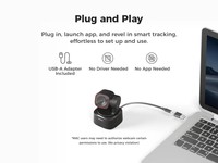 Webcam USB OBSBOT Tiny 2 Lite 4K pour PC, suivi IA PTZ, capteur 1/1.5'', contrôle gestuel, 60 FPS, HDR, microphone, CMOS 1/1.5''