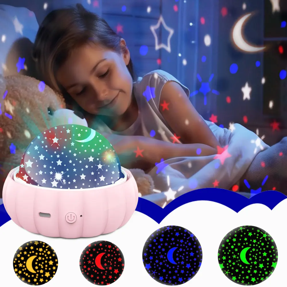 Yeni yıldız ışığı projeksiyon gece lambası USB tak çocuk yatak odası için 360 rotasyon