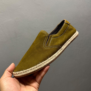 Mocasines de Ante Verde para Hombre, Estilo Slip-on, Tacón Bajo, Ligeros, Casuales, para Conducir al Aire Libre, Color Sólido, Detalle de Costura - Product Image 1