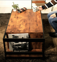 Table basse rectangulaire avec pied en métal table basse avec espace de rangement pour mobilier de salon table à thé