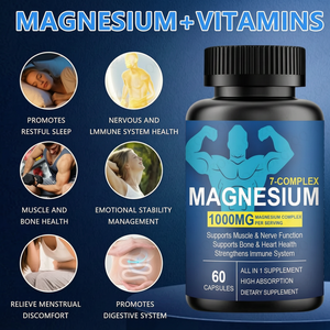 Complément Complexe 7-en-1 de <span class=keywords><strong>Magnésium</strong></span> en Capsules avec Zinc, <span class=keywords><strong>Vitamine</strong></span> D3, <span class=keywords><strong>B6</strong></span> pour le Sommeil, le Soutien Musculaire et la Réduction du Stress – Capsules de <span class=keywords><strong>Magnésium</strong></span> 1000mg - Product Image 2