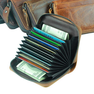 Andong RFID <b>Card</b> <b>Holders</b> <b>for</b> Men Women Genuine Cow Leather <b>Wallet</b> Purse Zipper Coin Pocket - Product Image 5
