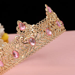 Gouden Koning Kronen Voor Mannen, Koninklijke Kroon Met Rode Strass, Verjaardagskroon Voor Mannen, Bruiloft Cosplay Prom Party Decoraties Kroon - Product Image 4