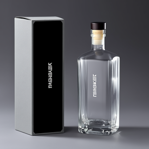 डिफ्यूज़र के लिए प्रीमियम पारदर्शी सफेद आत्मा टेक्विला 750 एमएल बॉस्टन ग्लास बोतल लकड़ी कॉर्क - Product Image 4