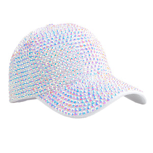 Full Diamond <b>Baseball</b> <b>Cap</b> Handmade Duckbill Hat Monochrome Fashionable <b>Caps</b> White Ab Color Gray Black - Product Image 5