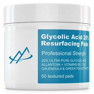 Private Label Anti Aging Dullness Pores, Acne Scars Facial 20% Glycolic Acid Peel Exfoliating Peeling Glycolic Acid Pads