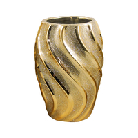 Vase à plantes en céramique incurvé doré brillant de luxe - Design élégant et raffiné