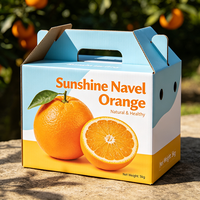 Op maat bedrukte naveloranje verpakking met handvat, waterdichte golfkartonnen fruitverzenddoos