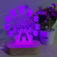 Grande roue veilleuse acrylique pour découpé au laser, lumière LED écologique nom personnalisé lumière chambre LED décor signe cadeau