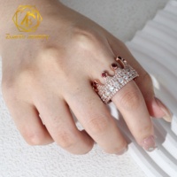 Bague de mariage en argent sterling 925 plaqué or rose, forme couronne royale, avec moissanite, style hip-hop pour homme