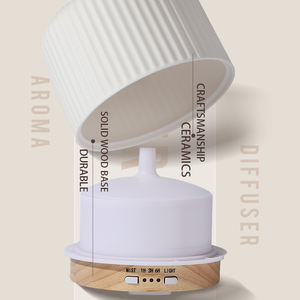 Ароматерапевтический диффузор из натурального дерева и керамики с теплым ночником - Product Image 4