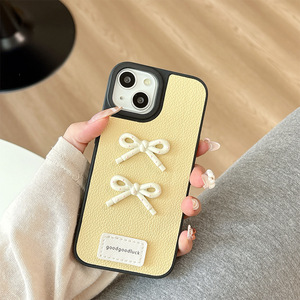 Nuova <span class=keywords><strong>Cover</strong></span> Minimalista in Pelle con Fiocco a Pois 3D Macaron Tinta Unita per <span class=keywords><strong>iPhone</strong></span> 17 16 15 14 <span class=keywords><strong>13</strong></span> <span class=keywords><strong>Pro</strong></span> <span class=keywords><strong>Max</strong></span> con Bordo Nero - Product Image 6