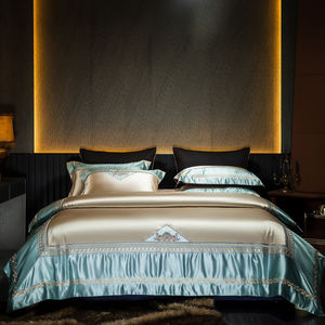 Offre Spéciale <span class=keywords><strong>Housse</strong></span> <span class=keywords><strong>de</strong></span> <span class=keywords><strong>Couette</strong></span> Brodée <span class=keywords><strong>Haut</strong></span> <span class=keywords><strong>de</strong></span> <span class=keywords><strong>Gamme</strong></span> Bleu Parure <span class=keywords><strong>de</strong></span> Lit <span class=keywords><strong>de</strong></span> Luxe 4 Pièces Grossiste - Product Image 1