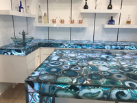 Pierre précieuse en pierre d'agate naturelle composite de luxe pour décoration de comptoir et de chauve-souris avec mur