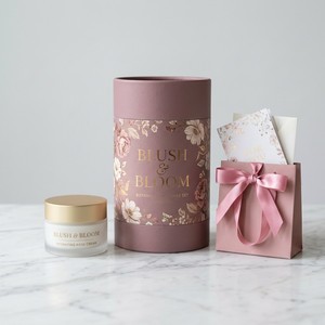 Coffret cadeau de soins de la peau de luxe personnalisé, boîte cylindrique en papier rond pour crème pour le visage, sérum, crème pour les yeux, emballage personnalisé pour marque de beauté - Product Image 1
