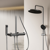 Ensemble de douche mural multifonctionnel en alliage d'aluminium 4313, quatre fonctions, eau chaude et froide, finition brossée, en céramique, vente en gros