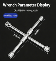 Clé à écrous croisés pliable WANPU 17-23 mm, clé à écrous télescopique en acier à haute teneur en carbone, vente en gros d'usine OEM/ODM pour le changement de pneus