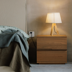 Shan Woji Solid Wood Japanese Style Bedroom Nightstand with Drawer and <b>Storage</b> Cabinet Home Furniture Made in China Model WUJI - Product Image 4