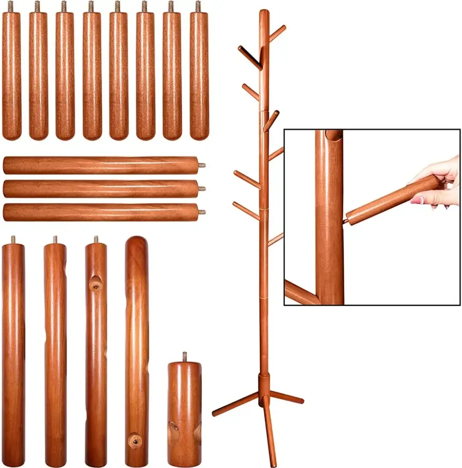 Verstelbare Grootte Multifunctionele Ruimtebesparende Hangers Boom Vorm Houten Display Kapstok Staande Hanger Voor Kleding