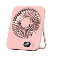 Mini ventilateur portable USB rechargeable, pliable, avec affichage numérique, 5 vitesses réglables, silencieux, pour bureau et extérieur
