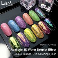 Lehchis 15ml Viral Raindrop Top Coat Gel Nail Polish Set Effet 3D Goutte d'Eau Sans HEMA Longue Durée Manucure à Domicile