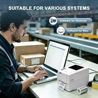 Imprimante d'étiquettes de codes-barres de bureau en gros, USB 203 DPI/300 DPI, interface haute performance, imprimante à transfert thermique direct