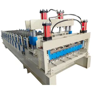 Hochgeschwindigkeits-Stahl-Dachplatten-, Fliesenspresse-Herstellungsmaschine Doppelschicht-Trapezoidalprofil-Metall-Dachplattenrollenformmaschine