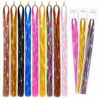 Extensions de cheveux scintillantes colorées de 47 pouces pour femmes, enfants, filles, fêtes, festivals, tresses, accessoires de cheveux DIY tendance