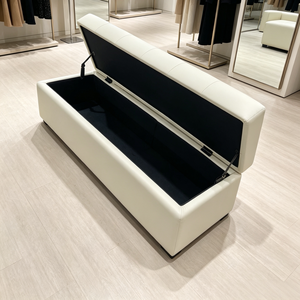 Banc ottoman moderne capitonné pour entrée, avec rangement, repose-pieds et siège rembourré pour chambre et salon - Product Image 2