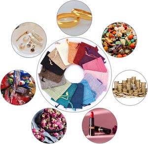 Sacchetto in Lino Rettangolare Lavabile di Alta Qualità per Gioielli <span class=keywords><strong>con</strong></span> Cordoncino per Confezioni Regalo Natalizie <span class=keywords><strong>con</strong></span> Stampa Logo Personalizzata 9*12cm - Product Image 5