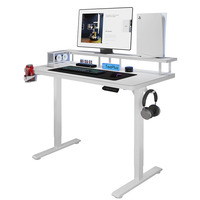 Vente en gros Bureau ergonomique électrique réglable en hauteur pour ordinateur de jeu blanc avec étagère de rangement