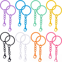 Porte-clés Rond Couleur Bonbon Tendance avec Anneaux Découpés et Fermoir Chaîne en Gros pour Breloques de Sac DIY, Cordons et Accessoires Porte-clés
