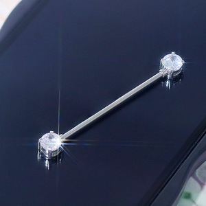 Stainless Steel Zircon Nose <b>Studs</b> 6mm 1.6mm 38mm Prong Setting Ear Bone Jewelry Piercing Jewelry - Product Image 2