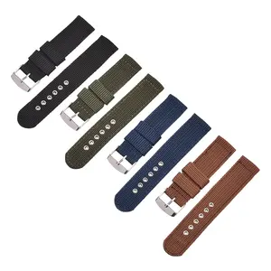Hot Selling Nylon Watch Band 16mm 18mm 20mm 22mm 24mm Wrist Watch Strap with Stainless Steel Buckle Watchband