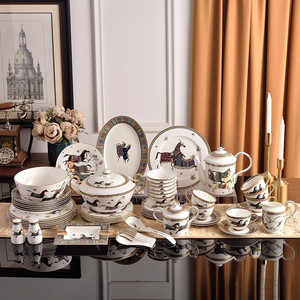 Assiettes en porcelaine d'os en céramique de ménage royal nordique ensemble de vaisselle de 58 pièces - Product Image 2