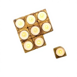 Wooden Rectangle Eco-Friendly Durable <b>Tea</b> Light Holder Handmade Candle <b>Stand</b> Brown Candle Jar for Home Christmas Table Decor - Product Image 2