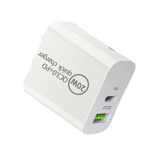 เครื่องชาร์จด่วน 20W QC3.0 PD พอร์ตคู่ USB C สำหรับโทรศัพท์แท็บเล็ตชาร์จเร็วมัลติฟังก์ชั่นอะแดปเตอร์ติดผนังสีขาว - Product Image 5