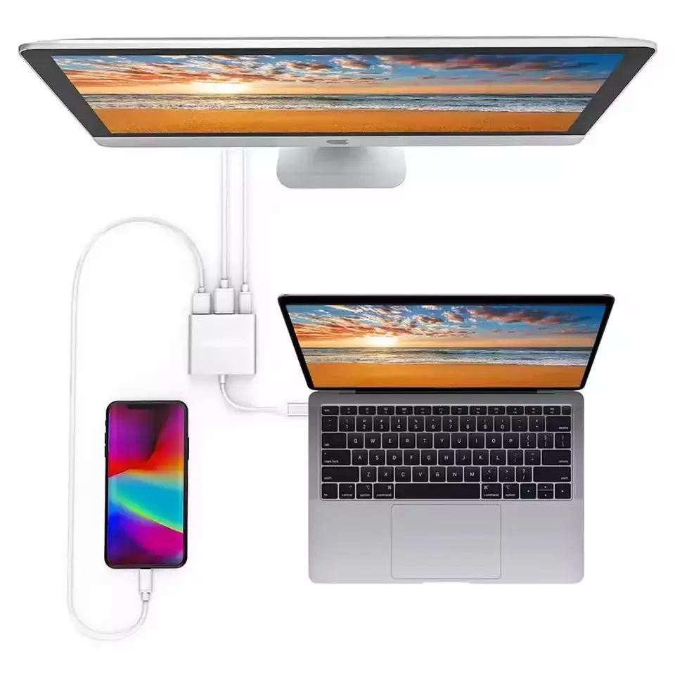 Hochleistungs-3-In-1 Erweiterungsdock Usb C-Hub Anzeigenanschluss Usb-Hub Splitter Unterstützung Hdmi PD-Ladegerät Typ-c Adapter für Laptop