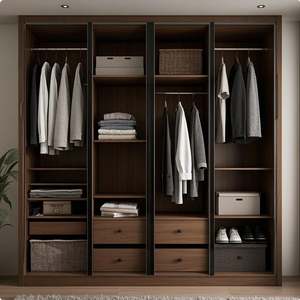 Armoires coulissantes en bois à prix avantageux, meubles de chambre à coucher modernes, ensemble complet, contreplaqué mélaminé, design d'armoire - Product Image 2