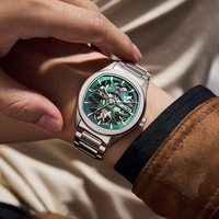 Montre mécanique squelette de luxe pour homme Verde Reloj Mecanico Automatic Tourbillon Clock Relogio Masculino Montre-bracelet étanche