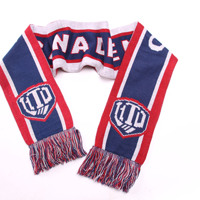 MOQ 20 Stk. Individueller Jacquard Gewebter Acryl Strick Sport Fußballverein Fußballteam Fans Unterstützer Andenken Schal
