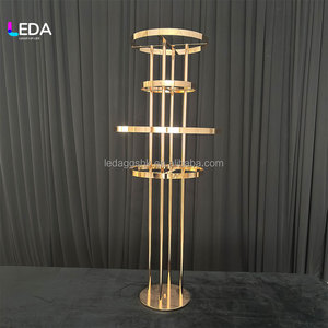 แจกันดอกไม้ประดิษฐ์ LEDA รุ่น Luxury Gold Floral Centerpiece ตกแต่งโต๊ะงานเลี้ยง ขาตั้งโลหะทันสมัยสำหรับงานแต่งงานและงานอีเว้นท์ - Product Image 4