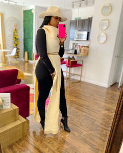 <span class=keywords><strong>Pull</strong></span> de couleur unie tricot Boutique vêtements robes <span class=keywords><strong>sans</strong></span> manches col roulé <span class=keywords><strong>chemise</strong></span> haut Nigh Club forme porter fendu Sexy <span class=keywords><strong>robe</strong></span> femmes - Product Image 2