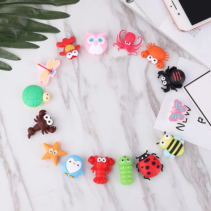 Cell phone mobile phone cute cartoon animal silicon charger usb cable protector