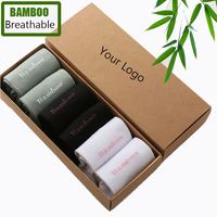 Chaussettes mi-mollet sans couture en bambou personnalisées pour hommes, lot de 6 paires en boîte, respirantes, décontractées, prix usine