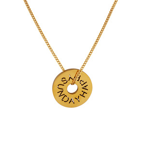 Nuova collana da donna con lettera vuota rotonda in acciaio inossidabile placcato oro 18 carati di alta qualità - Product Image 1